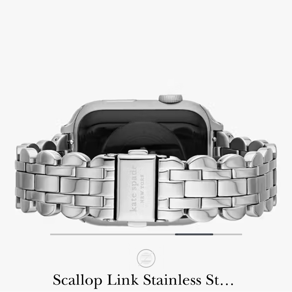 Kate Spade Silver Scallop Link Stainless Steel Bracelet 42/44/45mm Band